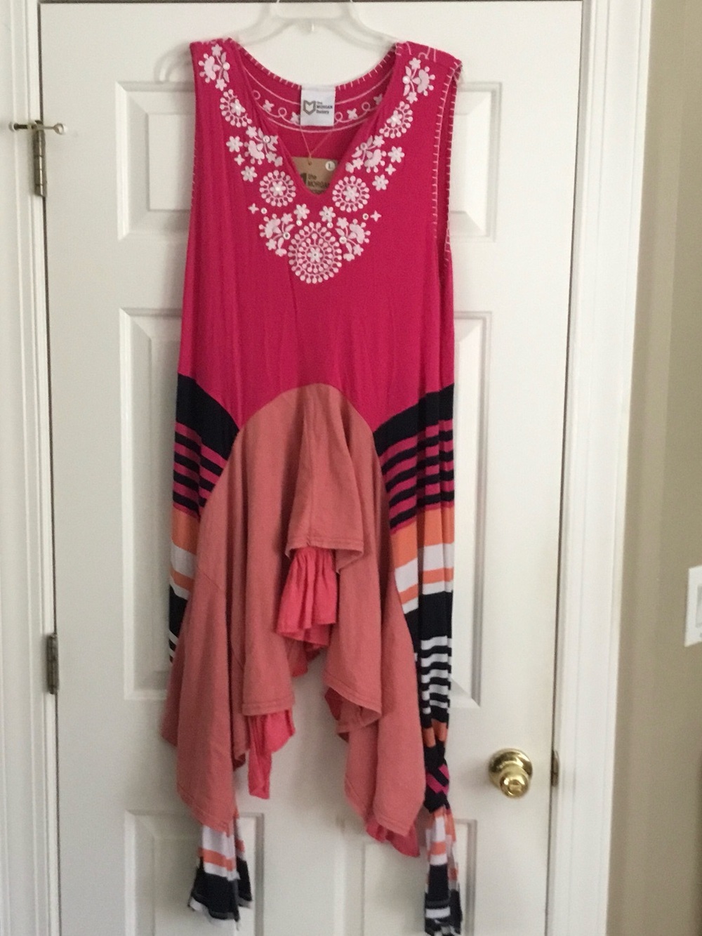 NWT MORGAN FACTORY pink navy sleeveless tunic S M L
